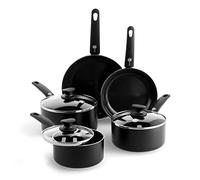 GreenPan Cambridge Batterie de cuisine antiadhésive en céramique saine de 8 pièces, sans PFAS, pour induction, pour lave-vaisselle, pour four, noir