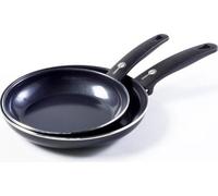 Greenpan Cambridge Set de poêles à frire en céramique noire - sans PFAS - Ustensiles de cuisine - Ø 20-28cm