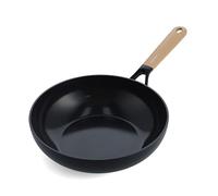 GreenPan Eco-Smartshape Poêle Wok 28 cm en céramique antiadhésive, bois clair, sans PFAS, convient à la cuisson à induction, va au lave-vaisselle, noir