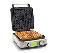 GreenPan Elite Gaufrier Belge 4 Carrés, Plaques Céramiques Antiadhésives Lavables au Lave-Vaisselle, Contrôles Réglables pour la Couleur et le Croustillant, Pas de Débordement, Nettoyage Facile, Crème