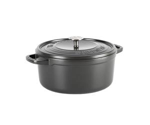 GreenPan Featherweights Gesunde Keramik Antihaft Schmortopf, 28 cm/6 Liter, Gusseisen Schmortopf mit Deckel, PFAS-frei, Induktion, Backofenfest, Grau