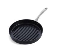 GreenPan Lima Midnight Poêle à griller ronde antiadhésive en céramique saine anodisée de 28 cm, sans PFAS, va au lave-vaisselle, convient à la cuisson par induction, va au four, noir