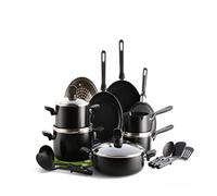 GreenPan Memphis Lot de 20 casseroles et poêles en céramique antiadhésives, sans PFAS, à induction, passe au lave-vaisselle, au four, noir