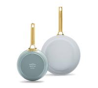 GreenPan Padova Reserve Set de Poêles à Frire Antiadhésive en Céramique Saine Anodisée Dure, 2 pièces, 26 cm & 30 cm, Sans PFAS, Induction, Poignée Dorée, Va au Lave-Vaisselle, Va au Four, Bleu Fumé