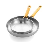 GreenPan Padova Triply Lot de 2 poêles en acier inoxydable 20 cm et 28 cm Compatible avec l'induction Poignée en acier inoxydable doré Passe au four jusqu'à 220 °C Passe au lave-vaisselle Argenté