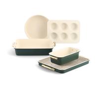 GreenPan Reserve Backform-Set, 6-teilig, antihaftbeschichtet, Keramik, goldener Griff, Backbleche, Kuchenformen, Kastenform, Muffinform, Abkühlgitter, PFAS-frei, Ofenfest bis 240 °C, Grün