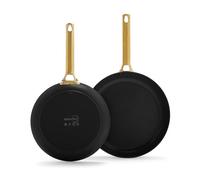 GreenPan Reserve Set de Poêles à Frire Antiadhésive en Céramique Saine, 2 pièces, 20 cm et 28 cm, Poignée Dorée, Sans PFAS, Induction, Va au four, Lavable au Lave-vaisselle, Noir
