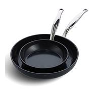GreenPan – Set de 2 poêles Barcelona pro 20 et 28 cm – Céramique Noir + protecteur