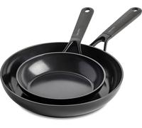 GreenPan SmartShape Set de Poêles à Frire Antiadhésive en Céramique Saine de 20 cm et 28 cm avec Protecteur de Poêle, Sans PFAS, Convient à l'Induction, Va au Four, Va au Lave-Vaisselle, Noir
