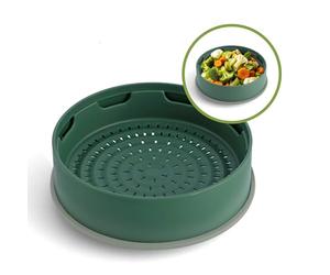 GreenPan Steamy 2-en-1 Panier à Vapeur et Passoir Antiadhésif en Silicone Ø 24cm, Sans PFAS, Empilable, Cuisine Saine, Légumes, Riz, Viande, Poisson, Raviolis, Lave-Vaiselle, Vert