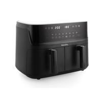 GreenPan Switch Friteuse à Air Dual 9-en-1, 2 Paniers (2x5L), Panier Antiadhésif, Montée Rapide, Multifonctions, Arrêt Auto, Affichage LED, Poignée Cool-Touch, Sans PFAS, Noir