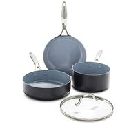 GreenPan Valencia Pro Batterie de cuisine antiadhésive en céramique saine anodisée dure, 4 pièces, sans PFAS, à induction, allant au lave-vaisselle, allant au four, Gris