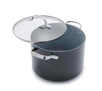 GreenPan Valencia Pro Céramique saine anodisée dure antiadhésive, marmite de 24 cm / 7,6 litres avec couvercle, sans PFAS, induction, lave-vaisselle, four, gris