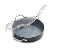 GreenPan Valencia Pro Poêle à Sauteuse en Céramique Saine Anodisée dure 28 cm/4,2 Litre avec Couvercle, Sans PFAS, Induction, Lave-vaisselle, Four, Gris