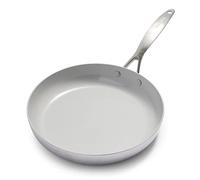 GreenPan Venice Pro Tri-Ply Acier Inoxydable Céramique Saine Antiadhésive 28cm Poêle à frire, Sans PFAS, Multicouches, à Induction, Va au Lave-Vaisselle, Va au Four, Argent