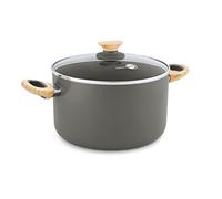 GreenPan Wood-BE CW001530-002 Faitout/Couvercle Verre/Aluminium Gris Quartz 20 cm