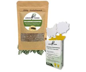 GreenPanda Lutte efficacement contre les larves dans le sol et les moucherons fongiques - Substrat bio 2 en 1 pour se débarrasser des moustiques fongiques - 250 g + 30 autocollants jaunes pour 10 pots