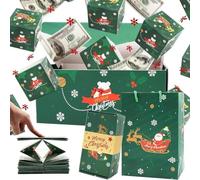 Greenplants Coffret cadeau surprise 2024 Explosion, boîte cadeau surprise pliable pour argent, enveloppe rebondissante unique, coffret cadeau surprise de Noël (vert, 1, 12 boîtes)
