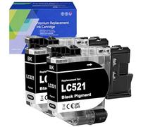 GREENPRINT LC521 LC521BK Cartouches d'encre compatibles Capacité Standard 500 Pages pour Brother DCP-J1260W DCP-J1310DW DCP-J1313DW DCP-J1360DW DCP-J1460DW Imprimantes (Pack de 2)