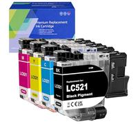 GREENPRINT LC521 LC521VAL Cartouches d'encre compatibles Capacité Standard LC521BK LC521C LC521M LC521Y pour Brother DCP-J1260W DCP-J1310DW DCP-J1313DW DCP-J1360DW DCP-J1460DW Imprimantes (4 Couleurs)
