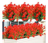 GREENRAIN Lot de 6 Bouquets de Fleurs artificielles en Plastique résistant aux UV et ne Se décolore Pas 13'' * 6.5'' Orange Red