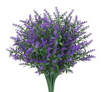 GREENRAIN Lot de 8 Bouquets de Fleurs de Lavande Plantes Artificielles pour décoration d'extérieur Résistantes aux UV Ne Se décolorent Pas Violet