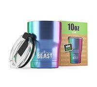 Greens Steel BEAST Tasse thermique de voyage - 300 ml I arc-en-ciel I double paroi inox Thermos café isolé I avec 2 pailles réutilisables et brosse à dents de nettoyage I idéal pour café froid ou