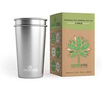 Greens Steel Gobelet en Acier Inoxydable - 600ml I Lot Tasse Inox Empilable Réutilisable Boisson Chaude et Froide I Anti-rayure, Antidérapant, Anti-décoloration, Sans BPA I pour Voyage et Camping