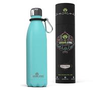Greens Steel Gourde Isotherme - 750 ml, Aqua Bleu I Acier Inoxydable I Bouteille Double Paroi Isolée Sous Vide I Mousqueton, Boîte Cadeau I Réutilisable et Étanche I Adultes et Enfants I Sans BPA