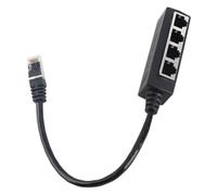 Greensen 1 à 4 Adaptateur de Séparateur RJ45 Core plaqué Or pour D'excellentes Performances de Transmission, Adaptateur de Câble de Fiche et de Lecture pour Les Connexions à Large Bande - Abs Noir