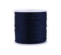 Greensen 100M X 0.8mm Nylon Artisanat Noeud Chinois Satin Cordon Queue de Rat Bracelet Macramé Shamballa Fil Tressé Corde pour Noeud Chinois Perles, Bleu Marine