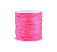 Greensen 100M X 0.8mm Nylon Artisanat Noeud Chinois Satin Cordon Queue de Rat Bracelet Macramé Shamballa Fil Tressé Corde pour Noeud Chinois Perles, Rose