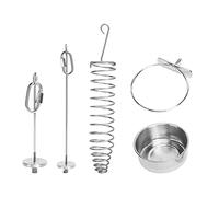 Greensen 4Pcs Ensemble de Mangeoire pour Oiseaux en Acier Inoxydable, Ensemble de Mangeoire avec Bol à Nourriture et Panier de Fouissage pour Perroquets Cacatoès Inséparables Petits