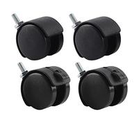 Greensen 4Pcs Roulettes Pivotantes pour Chaise de Bureau, Roues de Remplacement en Nylon Plastique avec Frein Tige Filetée Noire 8mm pour Meubles étagères Lits D'enfant Appareils