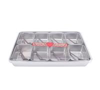 Greensen 8 Compartiments Plateau à Condiments, Bac à Condiments Refroidi par Glace Plateau de Service pour Fruits Boîte à Snacks Contenant avec Fond Antidérapant pour Accessoires (Style en acier