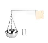Greensen Bol en Acier Inoxydable pour Sauna, Diffuseur D'huiles Essentielles avec Coupelle Aromatique pour Salle de Sauna, Incluant Bras Oscillant et Outil de Suspension, Base en Bois