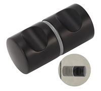 Greensen Bouton de Porte de Douche en Alliage D'aluminium Noir, Poignée de Porte de Douche avec 2 Rondelles pour Verre, Poignée de Porte Ronde, Poignée de Porte de Douche pour la Maison,