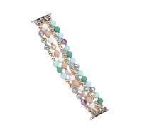 Greensen Bracelet de Monture Perlé pour Femmes, Bracelet de Monture Perlé Élastique de Remplacement pour 38 40 41 42 44 45 49mm avec Cordon Élastique Ajustement Sécurisé Perles (Or rosé)