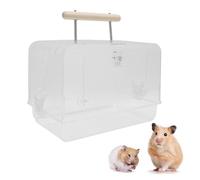 Greensen Cage de Transport pour Hamster Portable, Design en Acrylique Transparent Cage de Voyage Léger pour Petits Animaux avec Jouets à Mâcher Bouteille d'eau Sangle Réglable