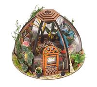 Greensen DIY Maison Miniature a Construire, Kit de Maison de Poupées Miniatures en Bois de Bricolage Artisanal, de Modèle de Maison d'Artisanat Bricolage, Maison Fleurie Étoilée