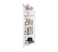 Greensen Étagère d'angle à 4 Niveaux Étagère d'angle Douche Blanche, Étagère d'angle sur Pieds Étagère Rangement Salle de Bain pour La Chambre Cuisine Placard - 80cm x 18cm x22cm