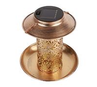 Greensen Étanche et Résistant aux Intempéries Distributeur de Nourriture pour Oiseaux Solaire à Charge Lourde avec Lumière Lampe Paysagère de Nourriture pour Oiseaux pour Jardin Cour (Couleur