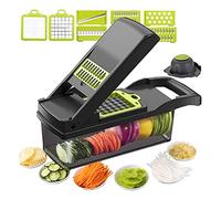 Greensen Hachoir à Légumes, Découpe-Aliment Multi-Usage de Cuisine avec 7 Lames pour Découpage Trancheage Râpage Uniforme Inclut Brosse de Nettoyage en Acier Inoxydable ABS