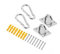 Greensen Kit de Crochets de Plafond en Acier Inoxydable, Ensemble de Matériel de Suspension, capacité de 226,8 Kg, avec 2 Plaques à œil, 2 Crochets à Ressort, Vis pour Chaise Hamac, Montage (Socle