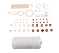 Greensen Kit de Fournitures de macramé, Corde en Coton Naturel de 3 Mm 115 Verges avec Perles en Bois, Anneaux, Bâtons et Crochets en S, pour Suspensions de Plantes DIY, Tentures Murales