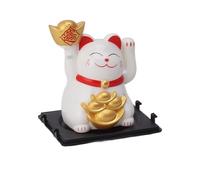 Greensen Maneki Neko Chat Agitant Bras Agitant Solaire Chat Chanceux, Figurine Décorative de Chat Chanceux Mignon pour la Décoration D'accessoires de Bureau pour la Maison 2 Pouces (White)
