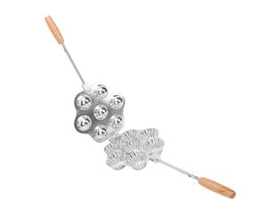 Greensen Moule à Tartelettes, 7 Cavités Réutilisable en Alliage D'Aluminium pour Mini Gâteau Pudding Pâtisserie, avec Poignée en Bois