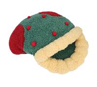 Greensen Nid d'animal Chaud, Lit pour Chat Douillet Hiver Grotte Chaude pour Chat avec Polaire Sherpa Douce et Tissu Oxford pour Chats Petits Chiens Design Thématique Noël