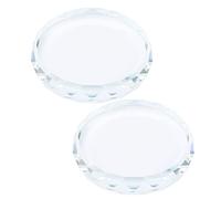 Greensen Palette de Colle Adhésive à Cils Lisse en Verre Transparent Faux Cils Collet la Palette de Maquillage, 2pcs Mini à Ongles pour un Usage Personnel