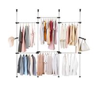 Greensen Penderie Télescopique Garde-robe avec 6 Barres et 4 Poteaux Télescope Porte-Vêtements Hauteur et Largeur Réglable Système Portant de Vêtement